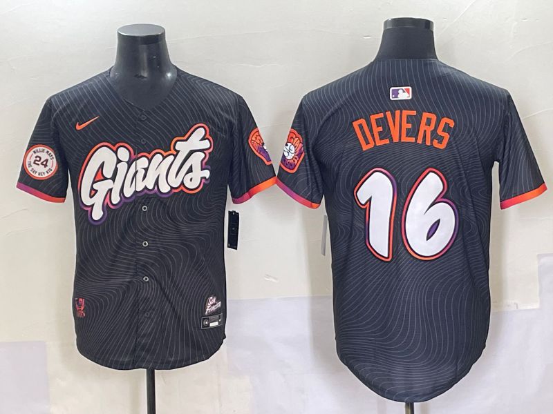 Men 2025 San Francisco Giants 16 Devers Black Joint Name Nike MLB Jersey style 8